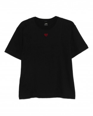 Pinko Tortino T-shirt With Heart Embroidery Black Μπλούζα