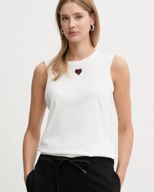 Pinko Casimiro Heart Tank Top White Μπλούζα