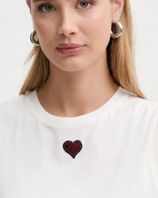 Pinko Casimiro Heart Tank Top White Μπλούζα