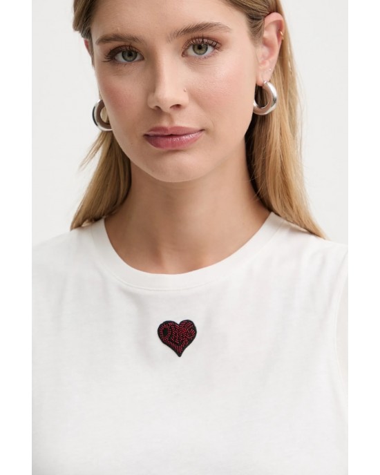 Pinko Casimiro Heart Tank Top White Μπλούζα