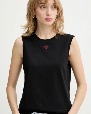 Pinko Casimiro Heart Tank Top Black Μπλούζα