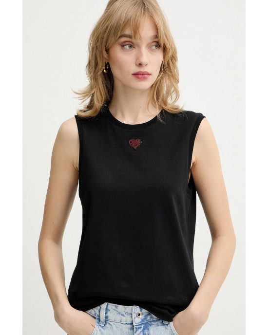 Pinko Casimiro Heart Tank Top Black Μπλούζα
