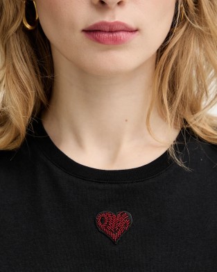 Pinko Casimiro Heart Tank Top Black Μπλούζα