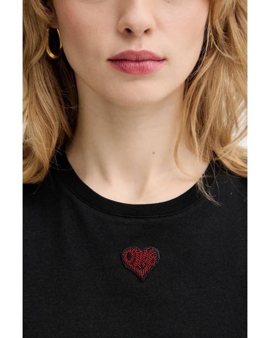 Pinko Casimiro Heart Tank Top Black Μπλούζα