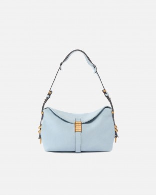 Pinko Saddle Suede Small Shoulder Bag Light Blue Τσάντα Ώμου