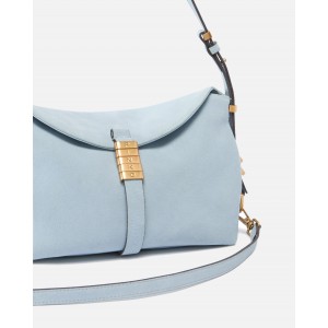 Pinko Saddle Suede Small Shoulder Bag Light Blue Τσάντα Ώμου