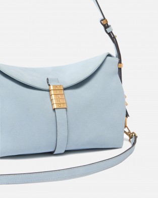 Pinko Saddle Suede Small Shoulder Bag Light Blue Τσάντα Ώμου