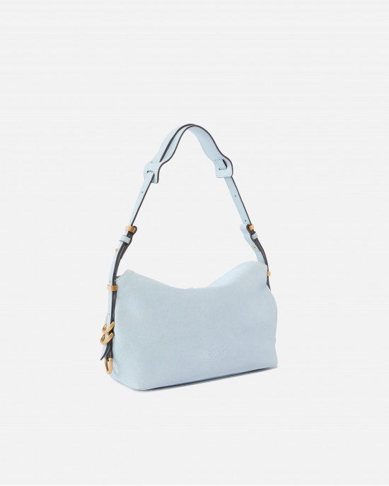 Pinko Saddle Suede Small Shoulder Bag Light Blue Τσάντα Ώμου