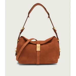 Pinko Saddle Suede Small Brown Τσάντα Ώμου