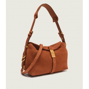 Pinko Saddle Suede Small Brown Τσάντα Ώμου