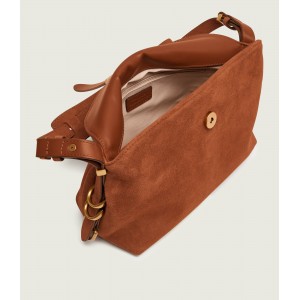 Pinko Saddle Suede Small Brown Τσάντα Ώμου