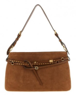 Pinko Belt Bag Big Large In Suede Brown Τσάντα Ώμου