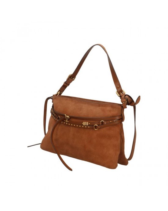 Pinko Belt Bag Big Large In Suede Brown Τσάντα Ώμου
