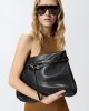 Pinko Belt Bag Big Large Black Leather Τσάντα Ώμου