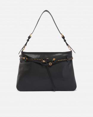 Pinko Belt Bag Big Large Black Leather Τσάντα Ώμου