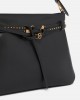 Pinko Belt Bag Big Large Black Leather Τσάντα Ώμου