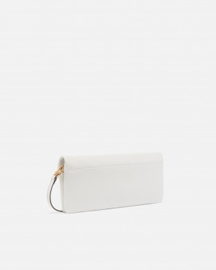 Pinko Love Bag Click Soft Horizontal Medium Crossbody Clutch Leather White Τσάντα Ώμου