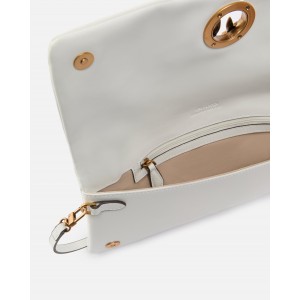 Pinko Love Click Soft Horizontal Medium Crossbody Clutch Leather White Τσάντα Ώμου