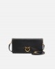 Pinko Love Bag Click Soft Horizontal Medium Crossbody Clutch Leather Black Τσάντα Ώμου