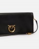 Pinko Love Bag Click Soft Horizontal Medium Crossbody Clutch Leather Black Τσάντα Ώμου
