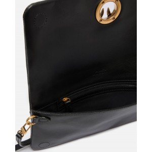 Pinko Love Bag Click Soft Horizontal Medium Crossbody Clutch Leather Black Τσάντα Ώμου