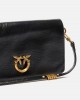 Pinko Click Soft Horizontal Mini Crossbody Clutch Black Shine Leather Τσάντα