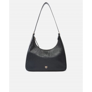 Pinko Miss Pinko Medium Hobo Shoulder Shiny Leather Black Τσάντα