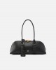 Pinko Bowling Escape Horizontal Large Leather Black Τσάντα Ώμου