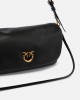 Pinko Love Bag Click Soft Horizontal Handle Medium Crossbody In Leather Black Τσάντα Ώμου