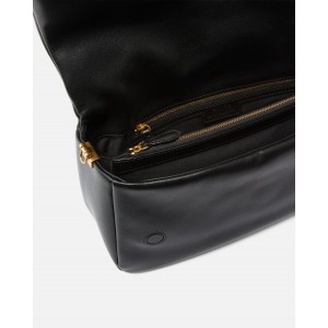 Pinko Love Bag Click Soft Horizontal Handle Medium Crossbody In Leather Black Τσάντα Ώμου