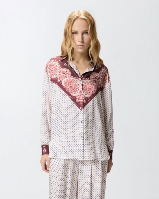 Pinko Cher With Tie Motif & Placed Print Πουκάμισο