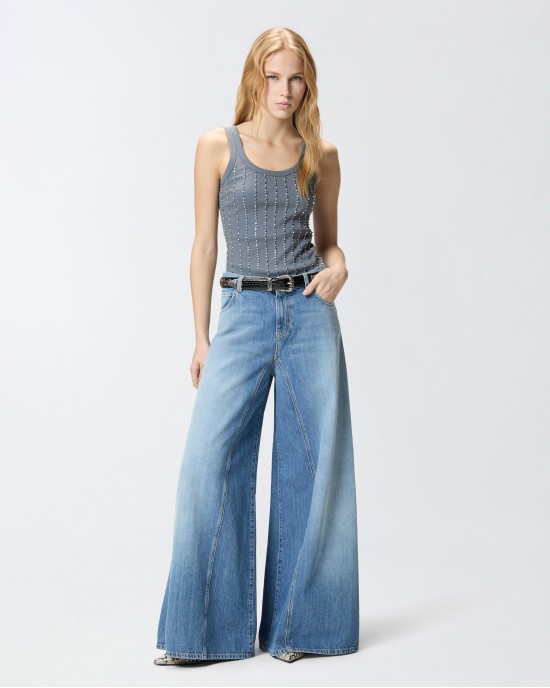 Pinko Winona Flared Jeans With Super Wide Leg Παντελόνι