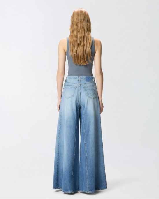 Pinko Winona Flared Jeans With Super Wide Leg Παντελόνι