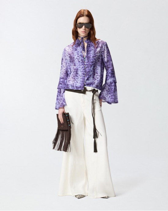 Pinko Super Wide-leg Jeans White Παντελόνι