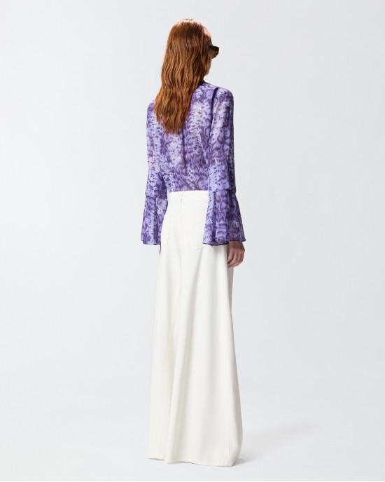 Pinko Super Wide-leg Jeans White Παντελόνι