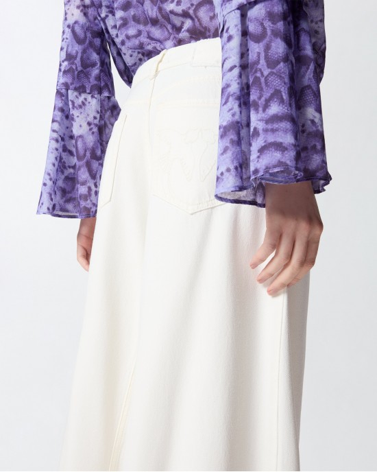 Pinko Super Wide-leg Jeans White Παντελόνι