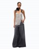 Pinko Winona Wide Leg Flared Black Denim Παντελόνι