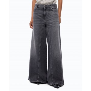Pinko Winona Wide Leg Flared Black Denim Παντελόνι