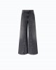 Pinko Winona Wide Leg Flared Black Denim Παντελόνι