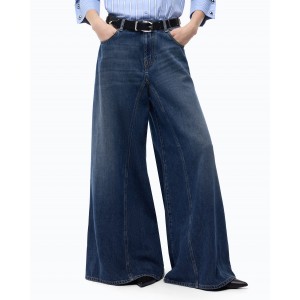 Pinko Winona Wide Leg Flared Blue Denim Παντελόνι