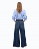 Pinko Winona Wide Leg Flared Blue Denim Παντελόνι