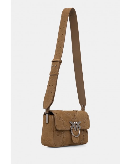 Pinko Love One Slouchy Classic Medium Shoulder Suede Τσάντα