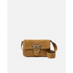 Pinko Mini Love Bag One Slouchy Small Shoulder In Suede With Inlays Τσάντα