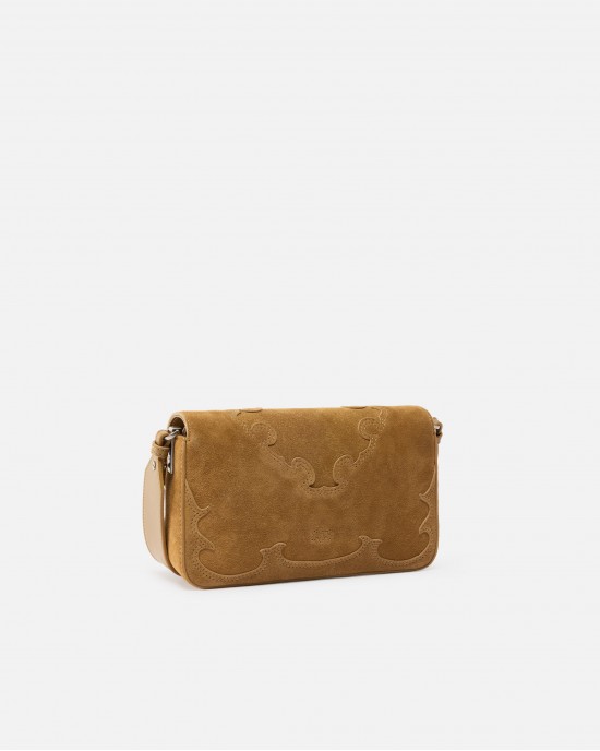 Pinko Mini Love Bag One Slouchy Small Shoulder In Suede With Inlays Τσάντα