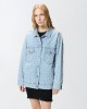 Pinko Pifferaio Overshirt Denim With Diamond & Rhinestone Motif Τζάκετ