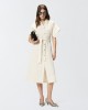 Pinko Alesha Midi Shirt-dress With Belt Ecru Φόρεμα
