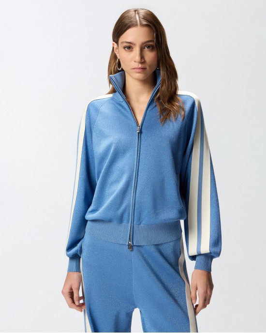 Pinko Stagione Zipped Sweatshirt With Love Birds Logo Light Blue Ζακέτα