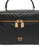 Pinko Vanity Medium Beauty Case Chevron Leather Black Τσάντα