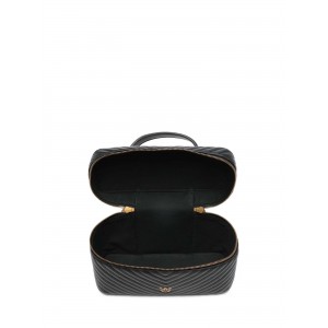 Pinko Vanity Medium Beauty Case Chevron Leather Black Τσάντα