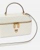 Pinko Vanity Small Beauty Case Chevron Leather White Τσάντα